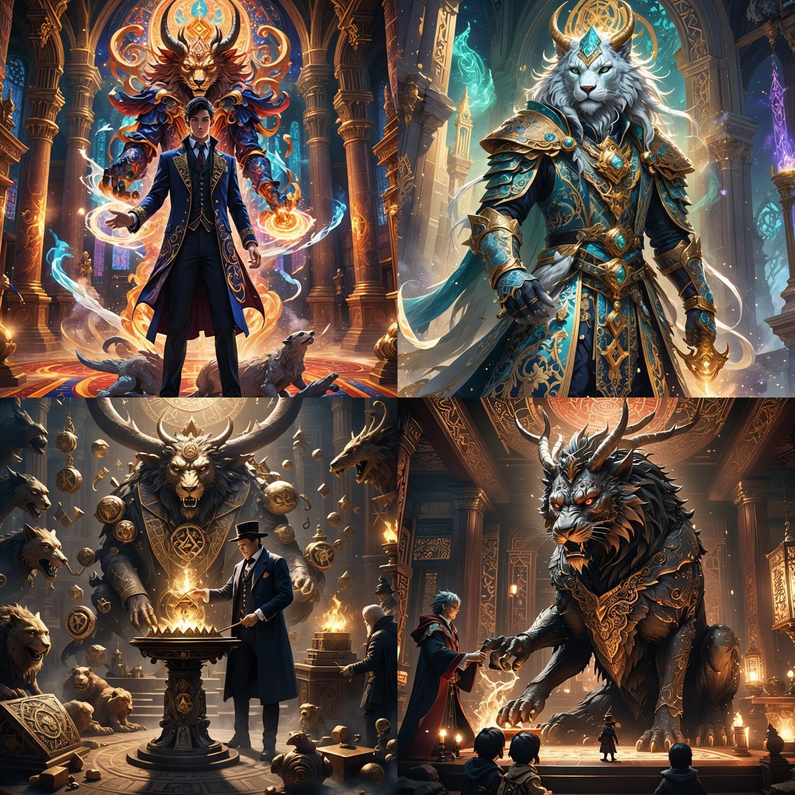 Magician Controls a Freemasonry Beast in Anime Style