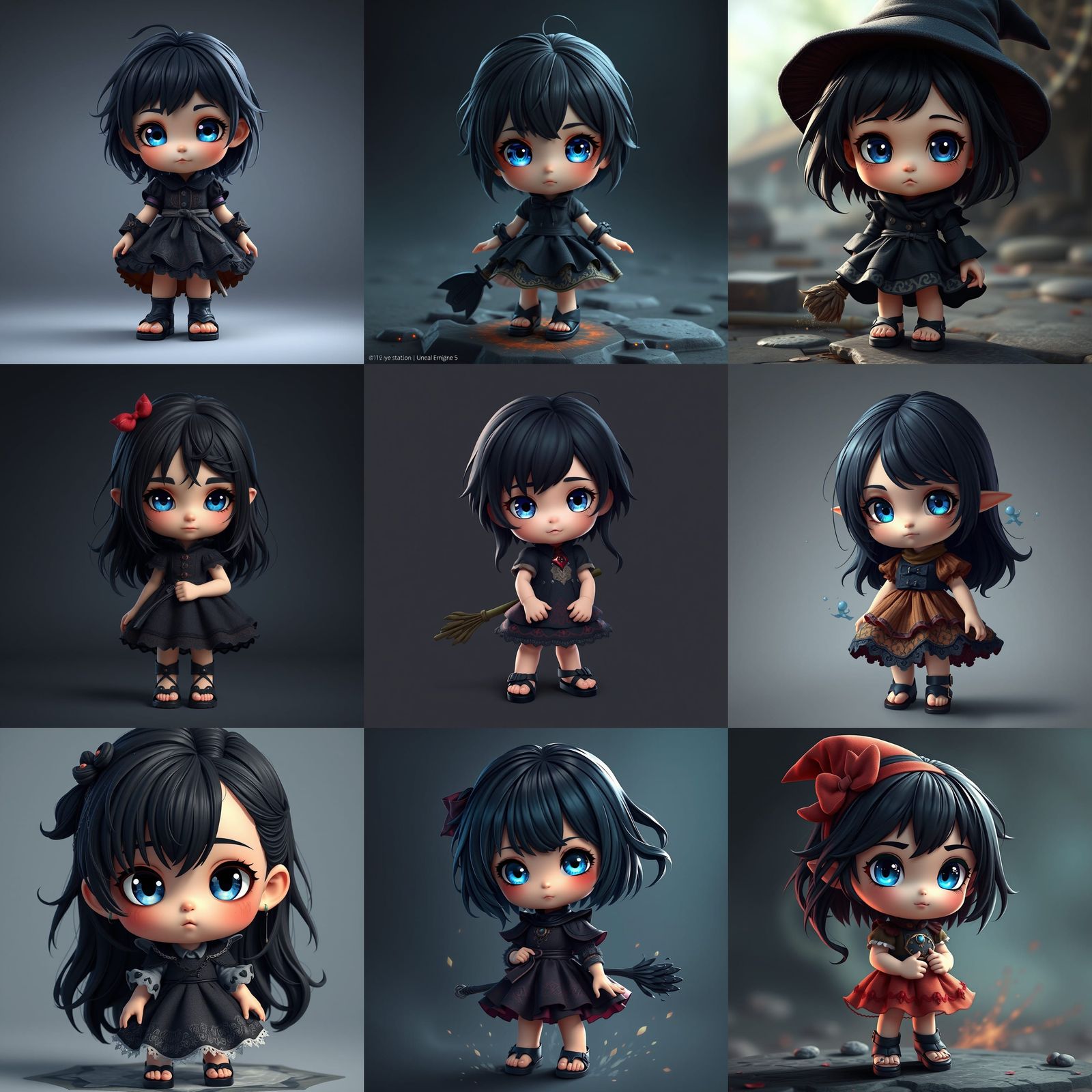 Chibi Witch Girl in Deep Fantasy Realm