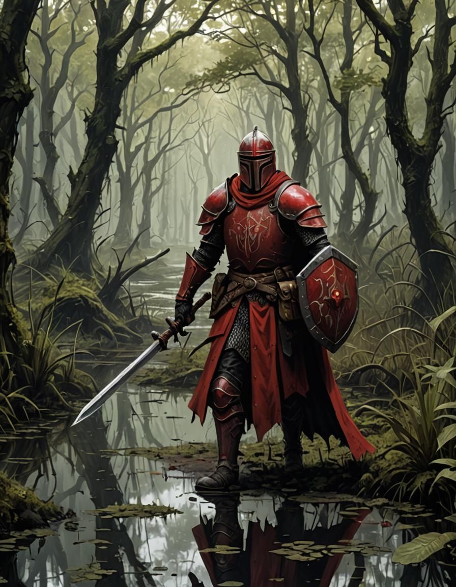 Red Knight on Creepy Swamp Causeway