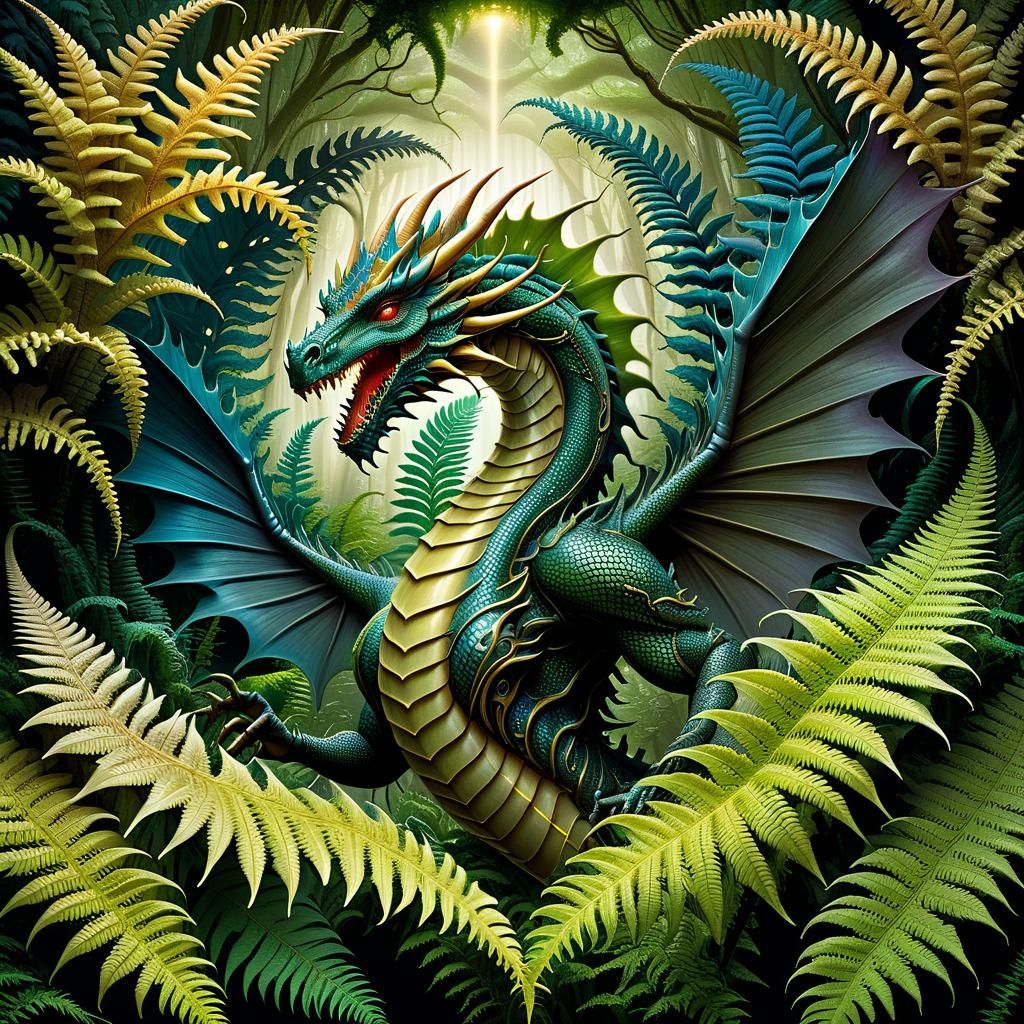 Dragon and Fern Merge in Biomechanical Forest