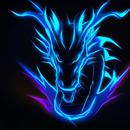 Neon Demon Dragon in Digital Art Style
