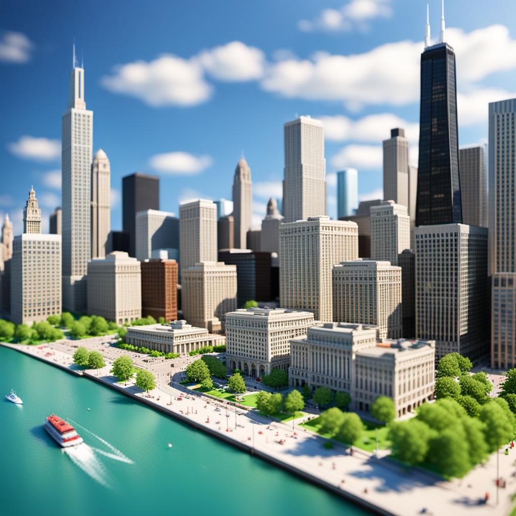 Chicago Lakefront in Detailed 3D Diorama