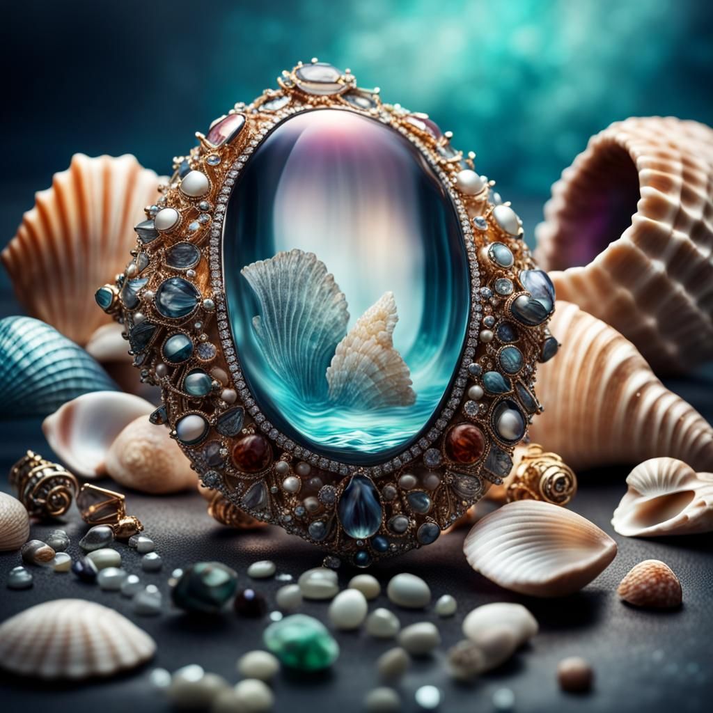 Jeweled Seashell Jewellery with Gradient Aquariums