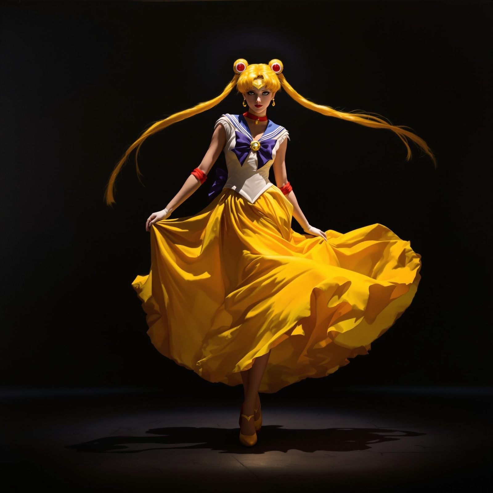 Sailor Moon in Baroque Style with Chiaroscuro
