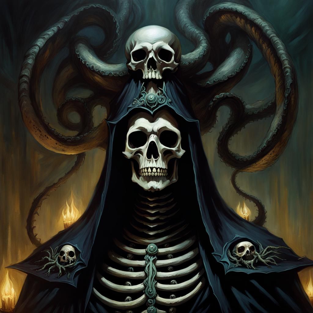 Dark Fantasy Lich Portrait with Tentacles