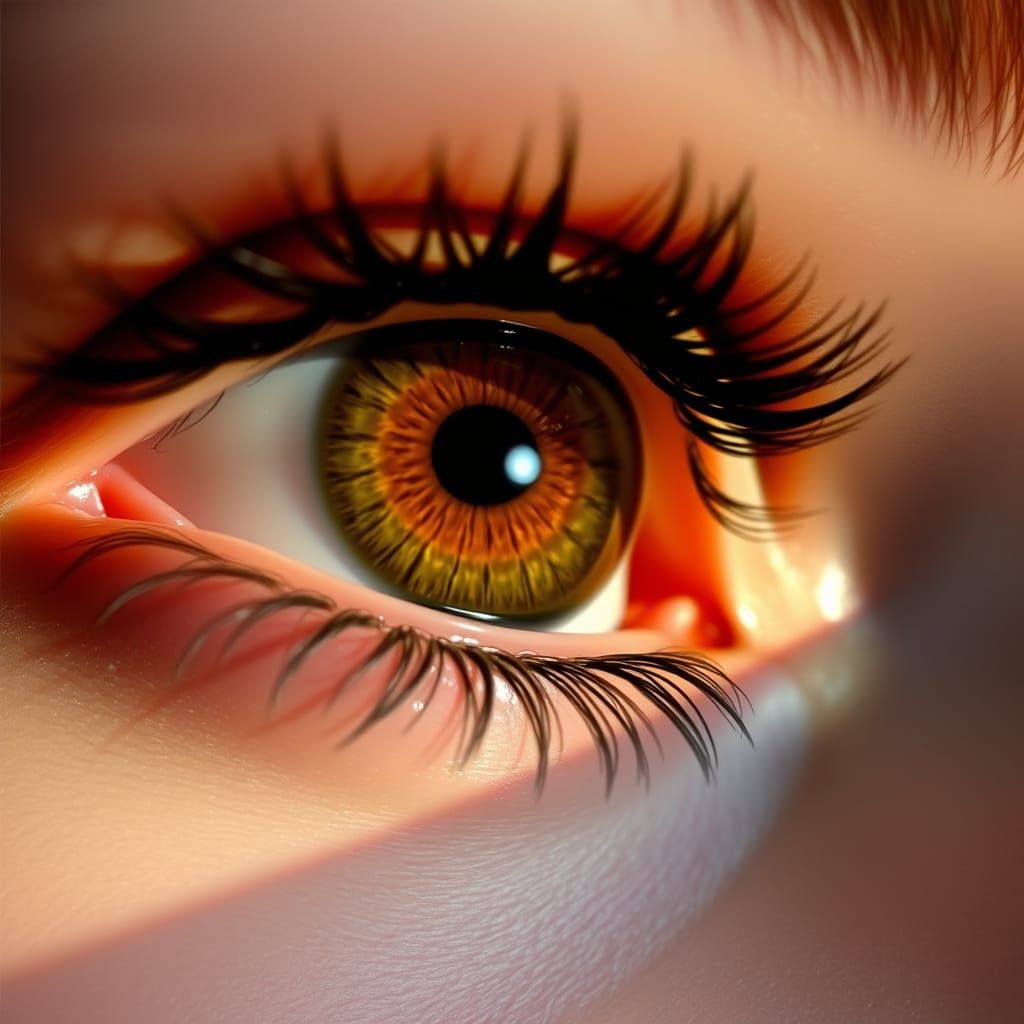 Detailed Close-up of a Brown Eye in Art Nouveau Style