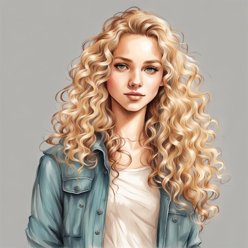 Colored Sketch of a Beautiful Teenage Girl