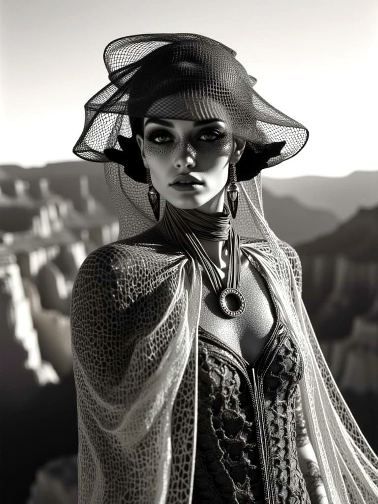 Surreal Vintage Portrait in 70s Couture Glamour