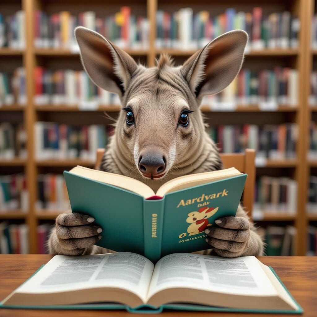 Aardvark Immersed in a Book