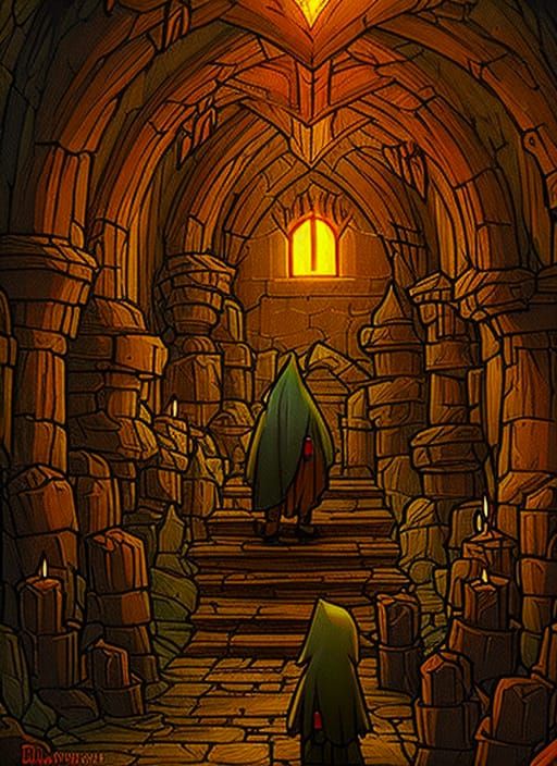 Vampire Hunters in Dark Castle Hall Fantasy Painting