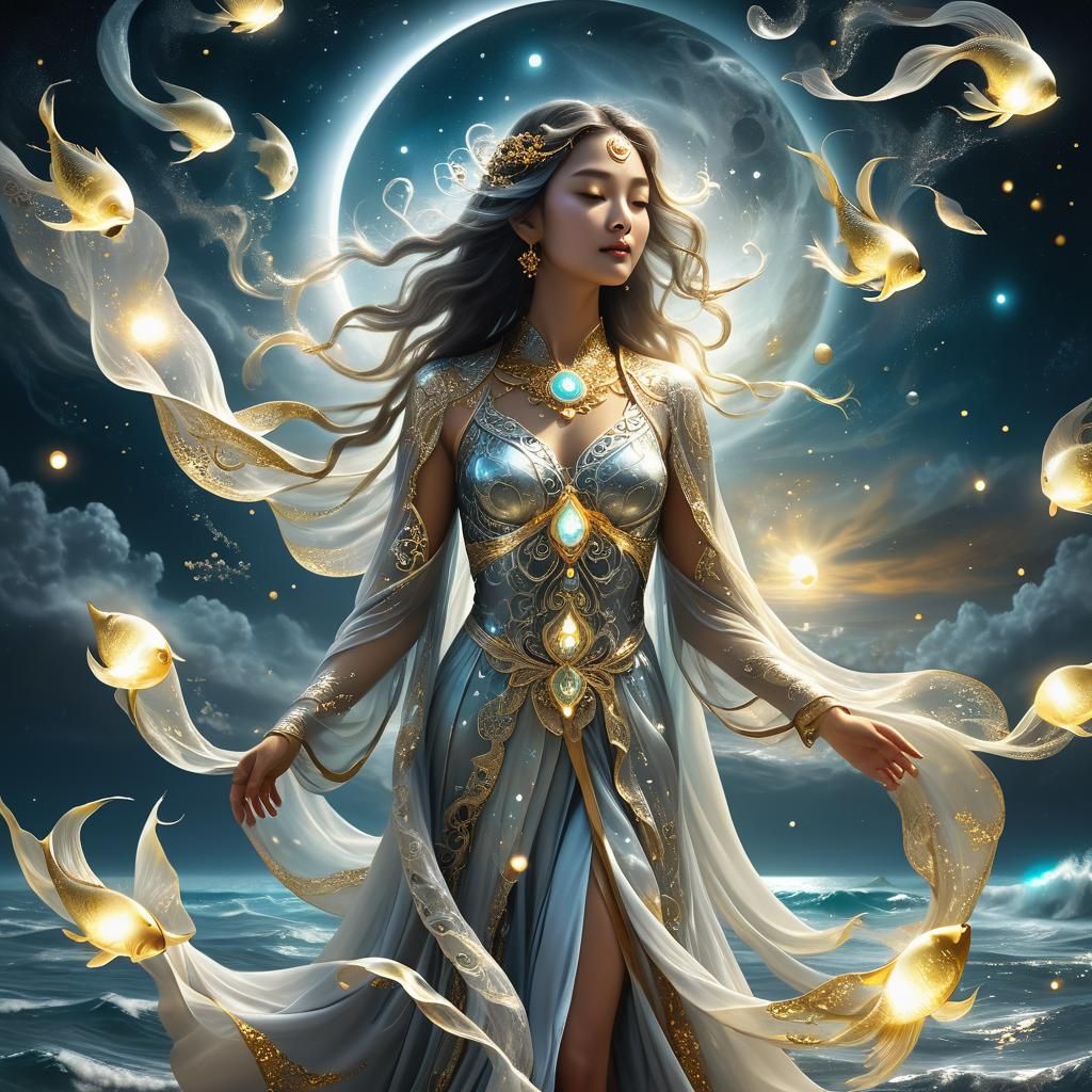 Moon Goddess in Dreamlike Fantasy Art