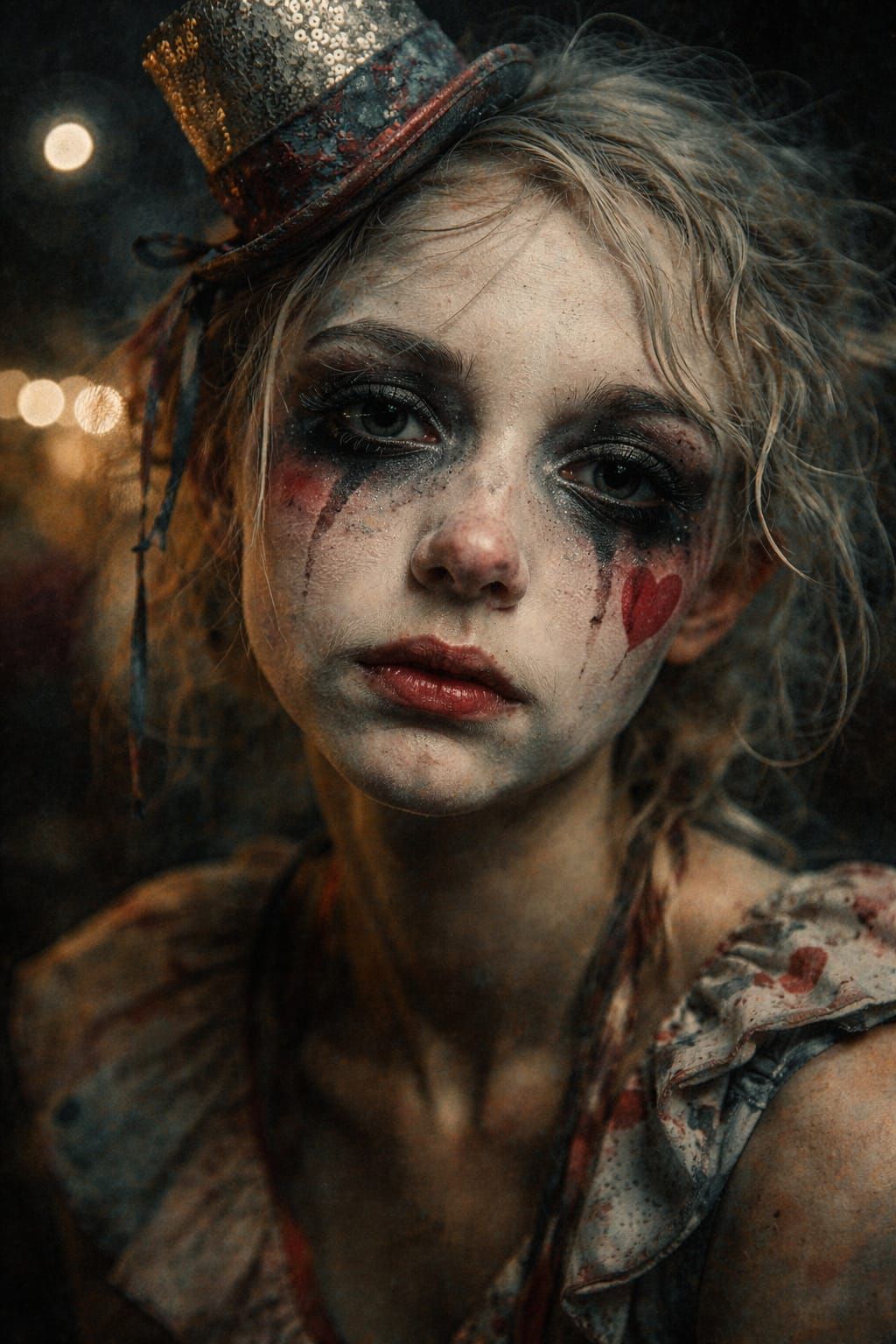 Close-Up Portrait of a Carnival Acrobat in Dramatic Lighting