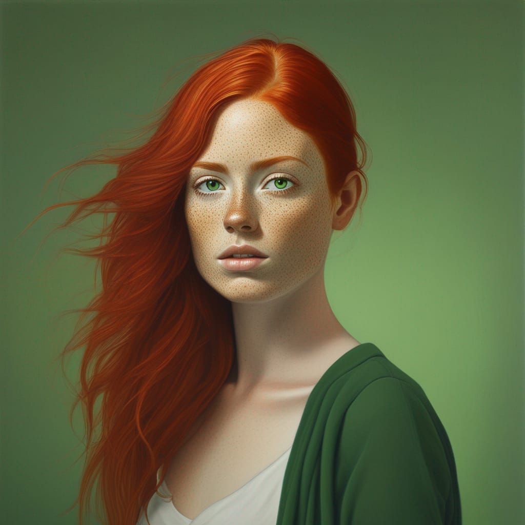 Red Haired Woman Portrait with Freckles