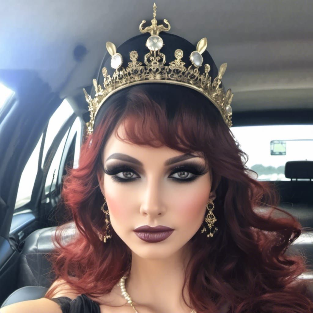 Goth Girl Drives Funeral Hearse in Autumn Colors