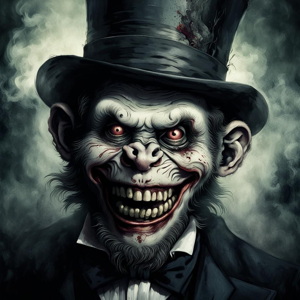 Zombie Monkey Clown Lincoln in Dark Fantasy Style