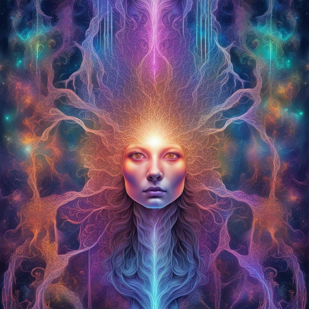 Electric Rhizomes in Mixed Media Illustration