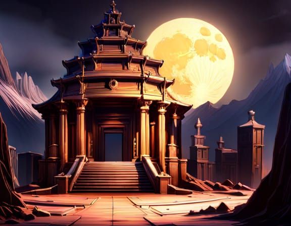 Detailed Moon Temple Concept Art in Dark Fantasy Style