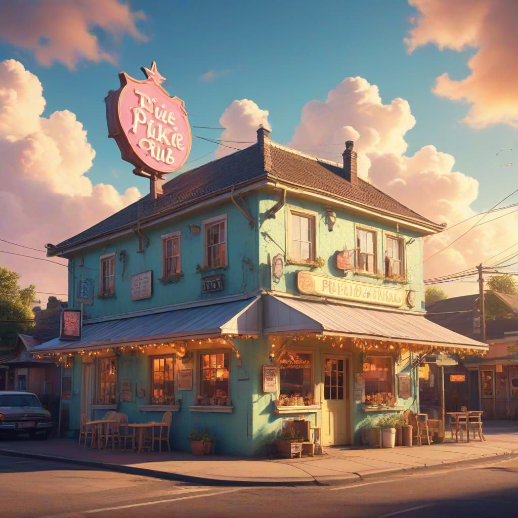 The Pixie Pub: Retro Fairy Dive Bar in Vintage Poster Art St...