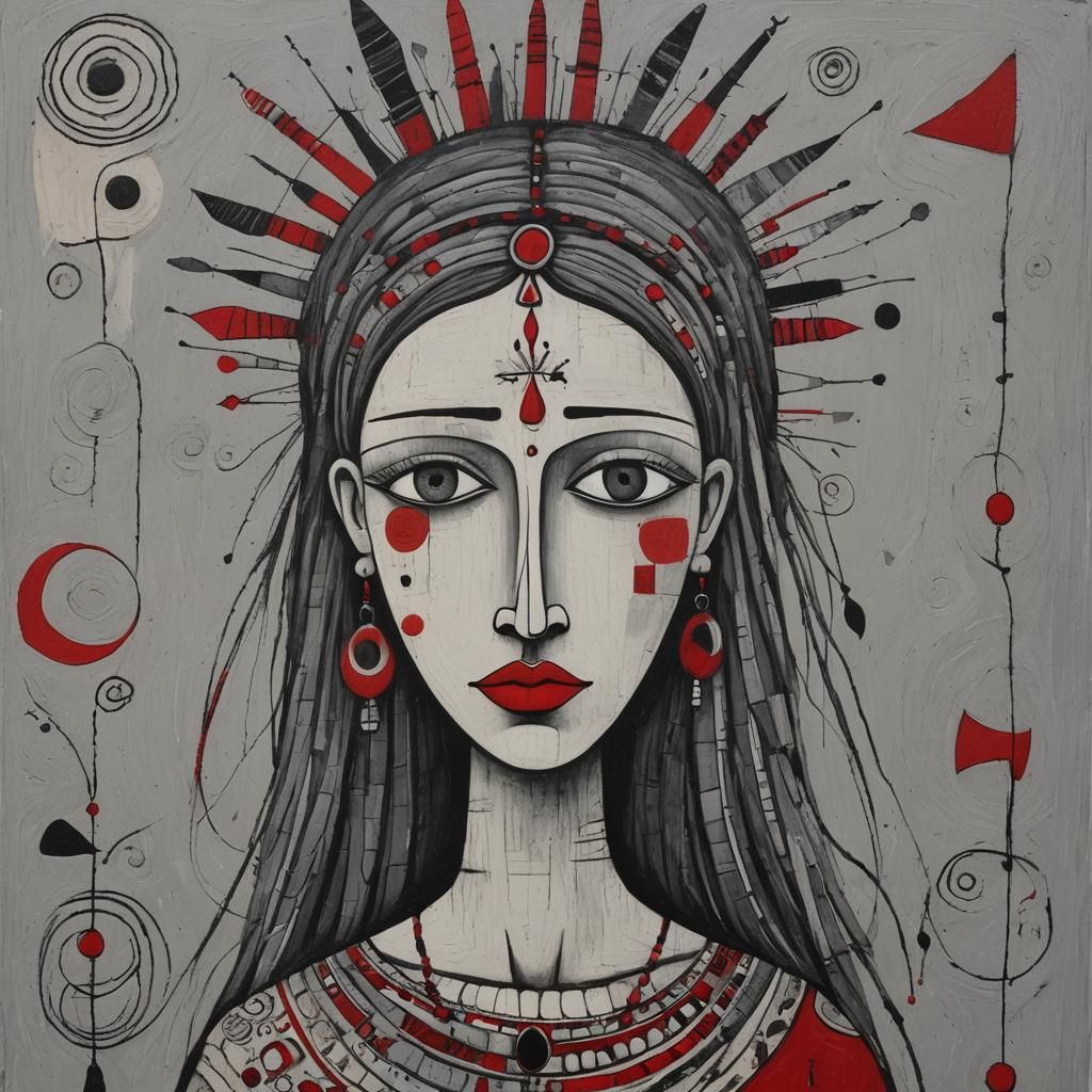 Earthy Goddess in Charcoal, Naive Outsider Art