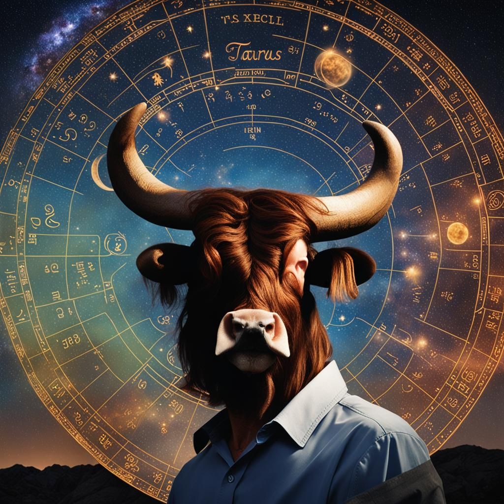 Taurus Zodiac Sign Portrait with Constellations