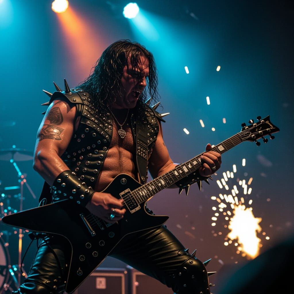 Heavy Metal Guitarist Shreds On Stage