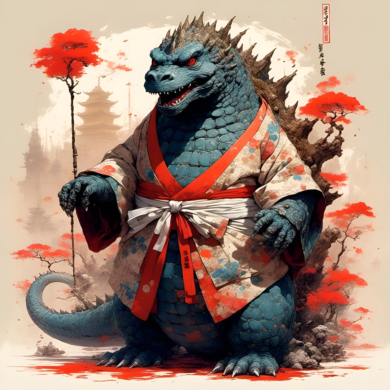 Godzilla in Kimono: Minimalist Japanese Art