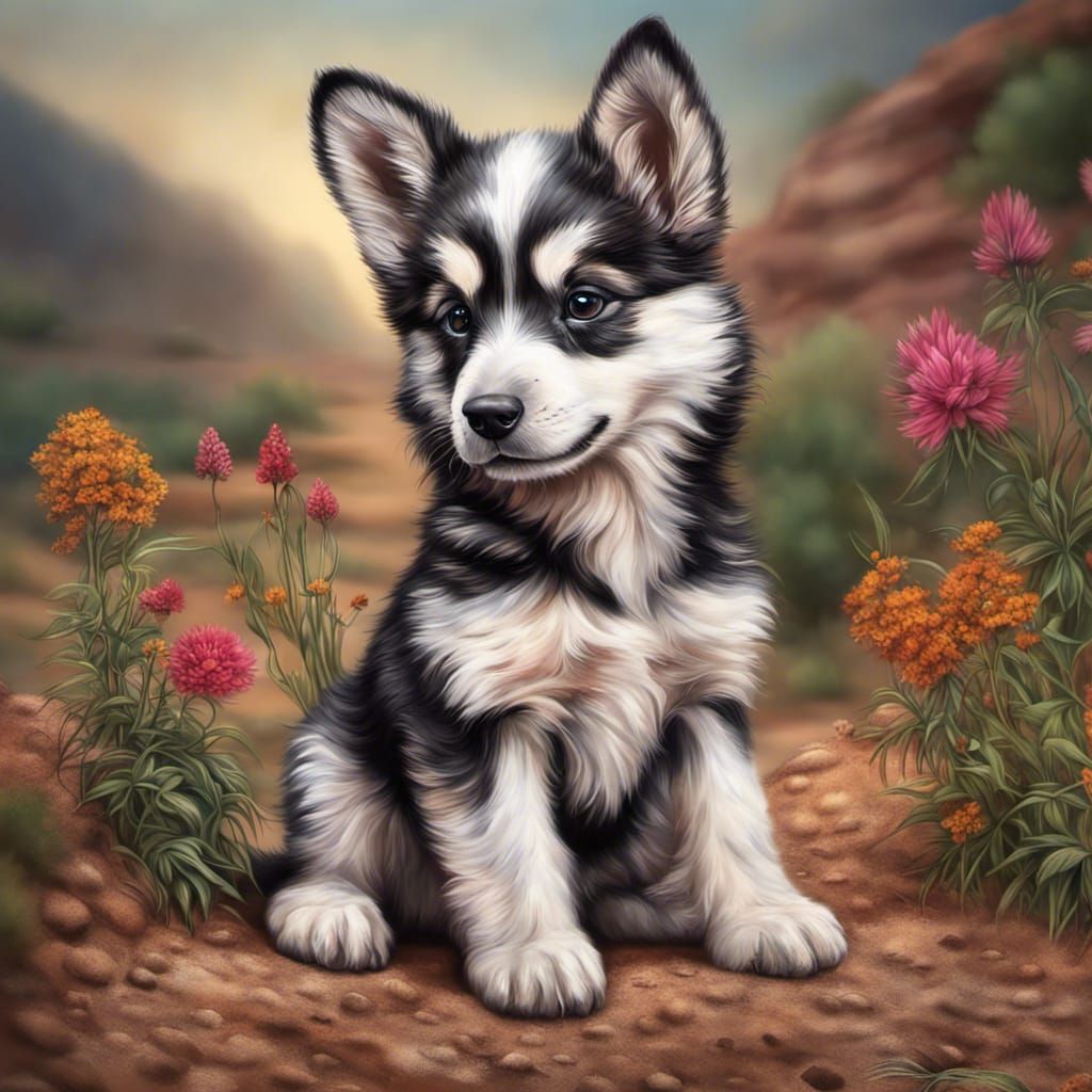 Cute Chibi Aidi Puppy in Morocco: Airbrush Painting