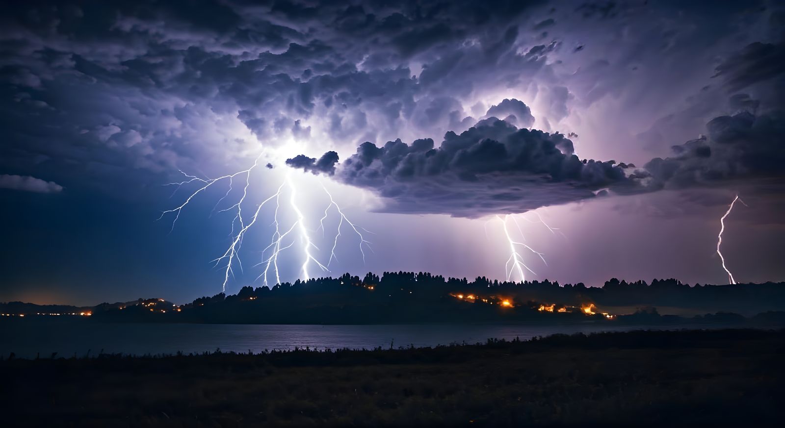 Ominous Lightning Storm Over a Vast Galaxy