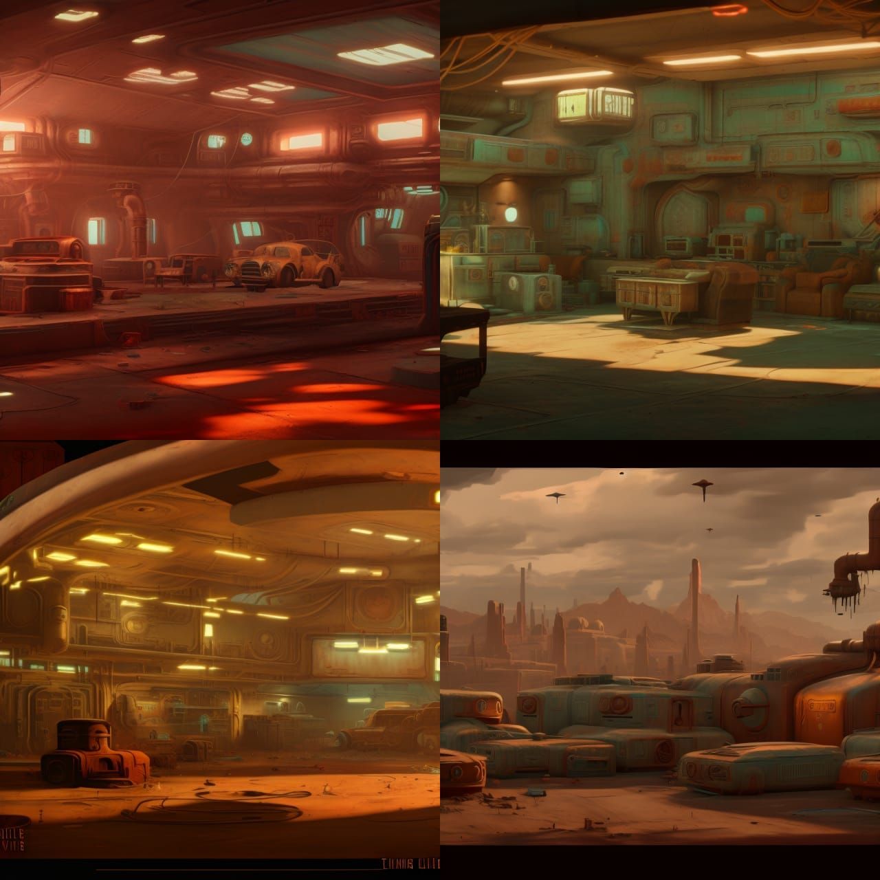 Fallout Inspired Living Room in 1940s Sci-Fi Fusion