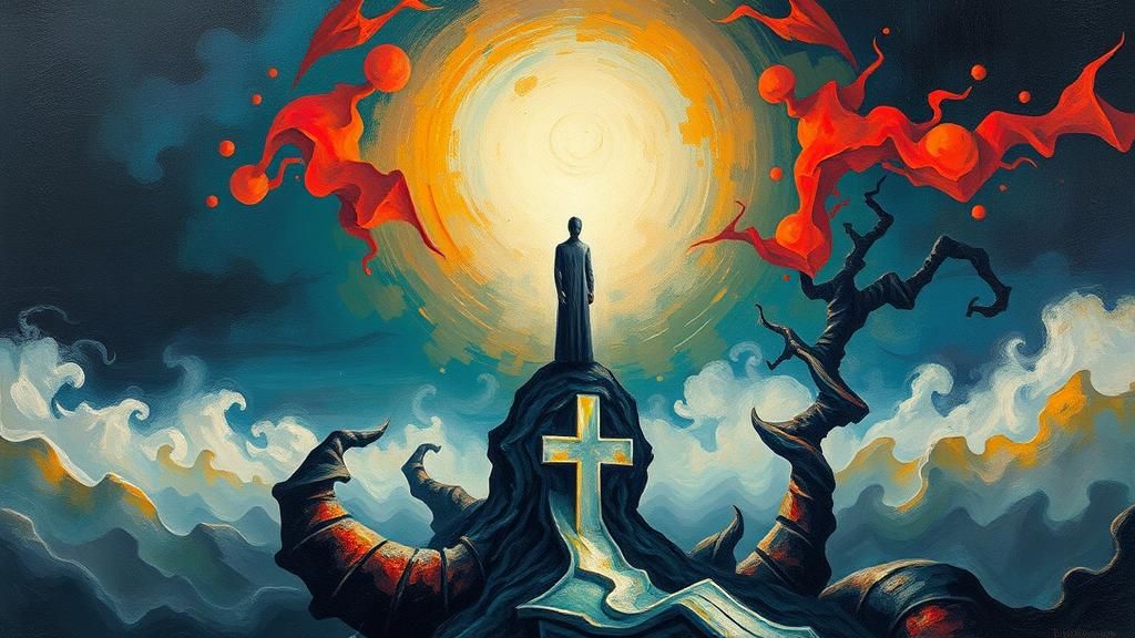 Ethereal Figure in Surreal Landscape: a Surrealist Painting