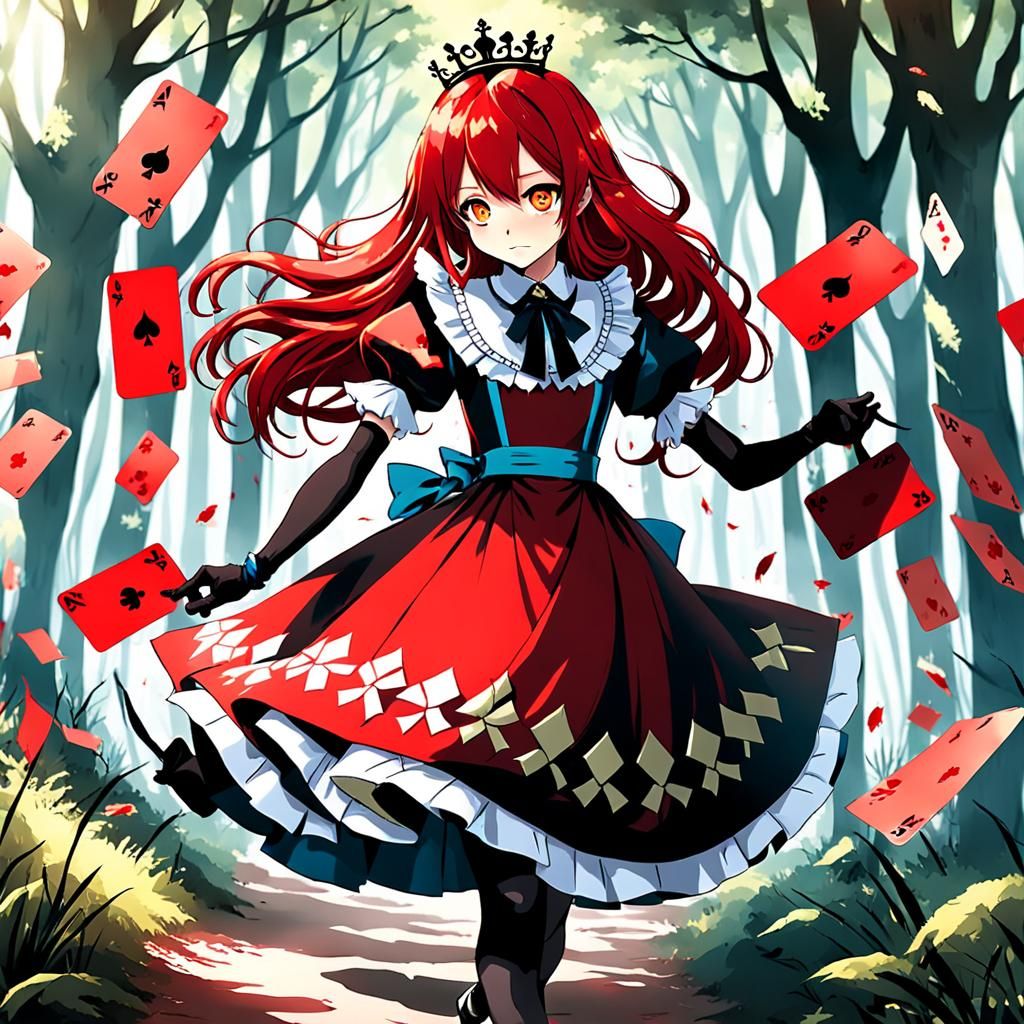 Anime Queen of Spades in Wonderland Forest