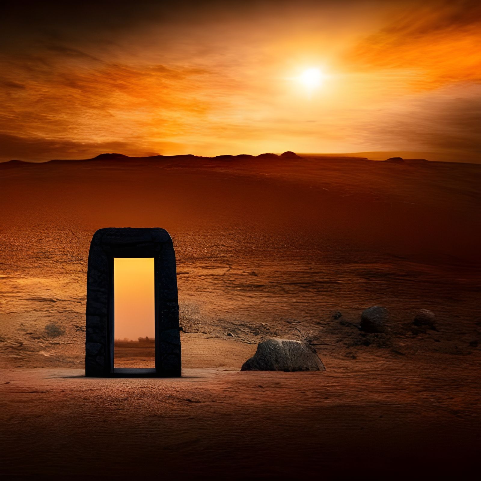 Alien Desert Stone Portal to Starry Sky