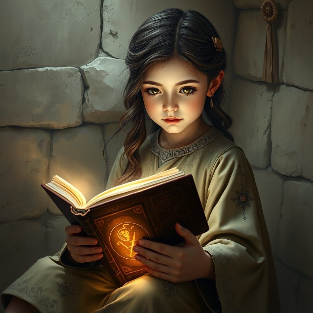 Enchanted Portrait in Muted Earthy Tones, Digital Art with T...