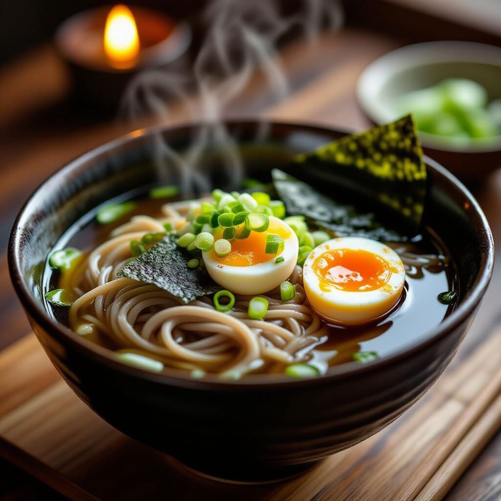 Steaming Soba Noodles in Savory Broth