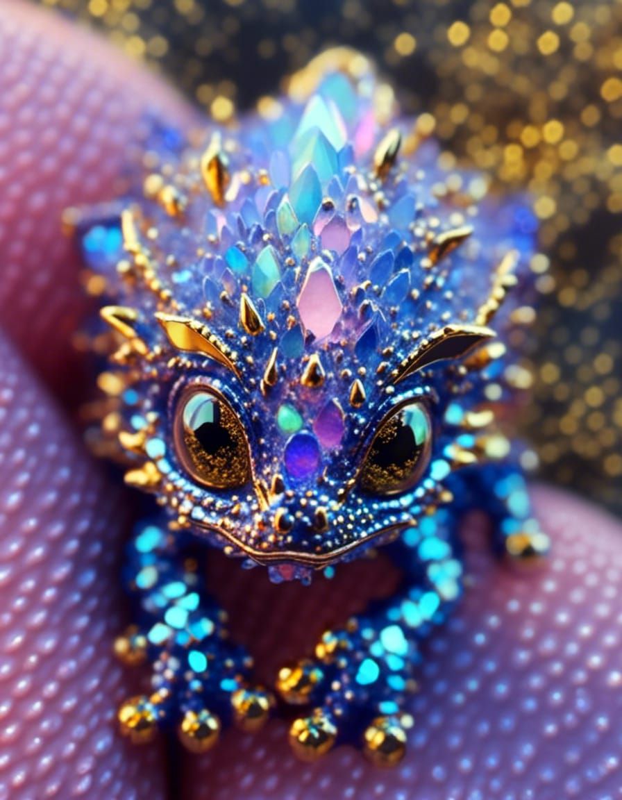 Frosted Crystal Opal Dragon Hatchling Microportrait