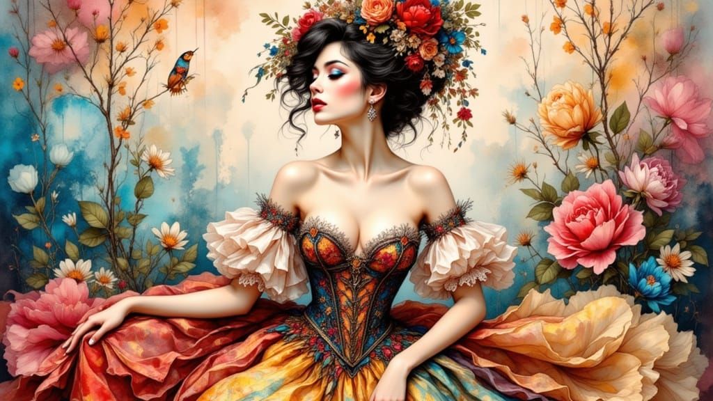 Opulent Rococo Lady in Summer Dress