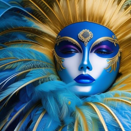 Intricate Venetian Masque with Feathers in Fantasy Style
