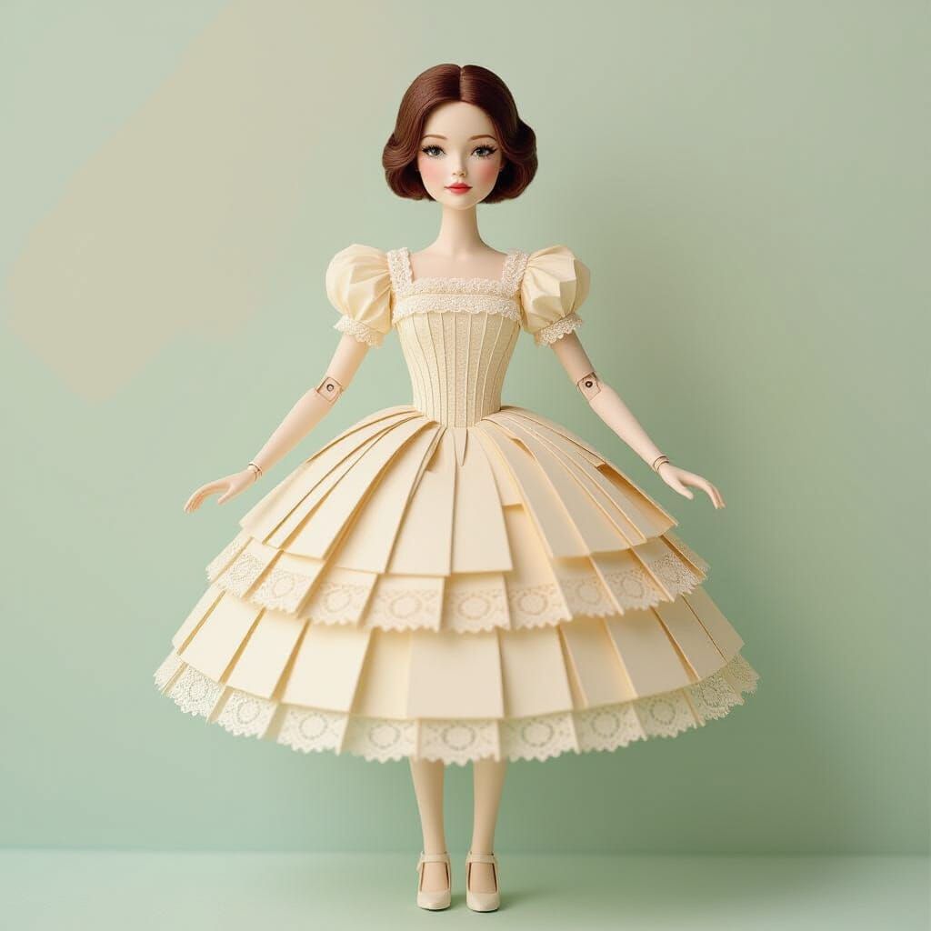 Intricate Paper Doll in Hyperrealistic Style