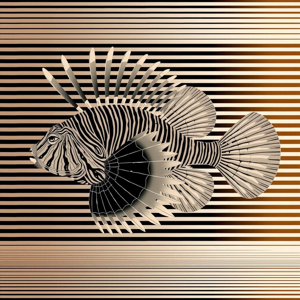 Surreal Minimalist Zebra in Profile with Op Art Effect