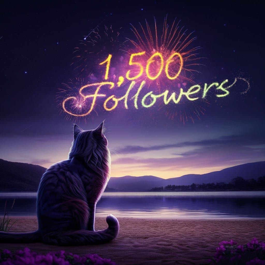 Majestic Black Cat Celebrates Fireworks Display