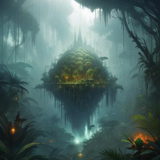 Lush Jungle Biosphere in Digital Matte Painting