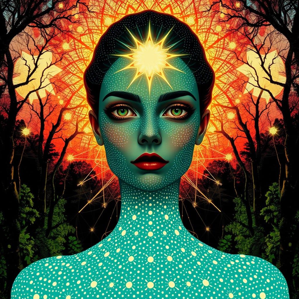 Luminous Figure Emerges in Sacred Forest Cathedral