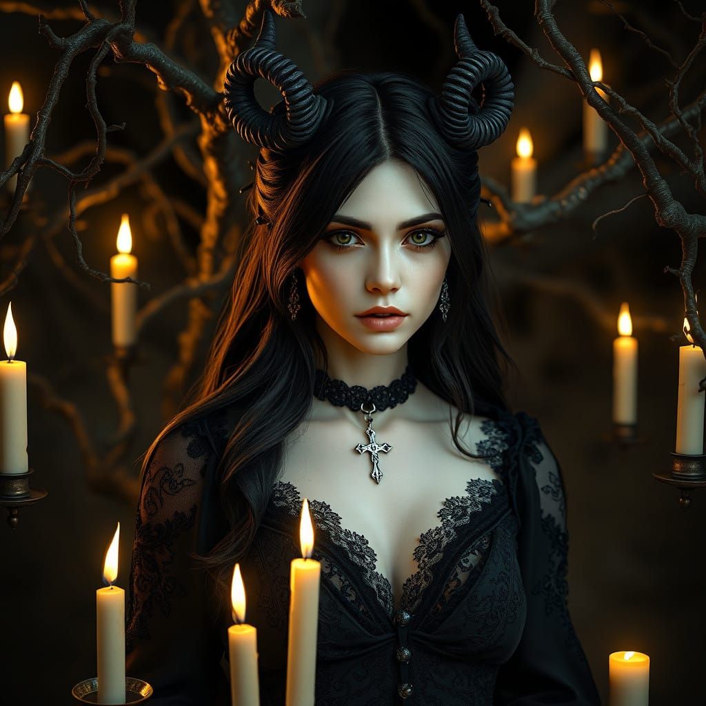 Ethereal Gothic Goddess in Mystical Darkness