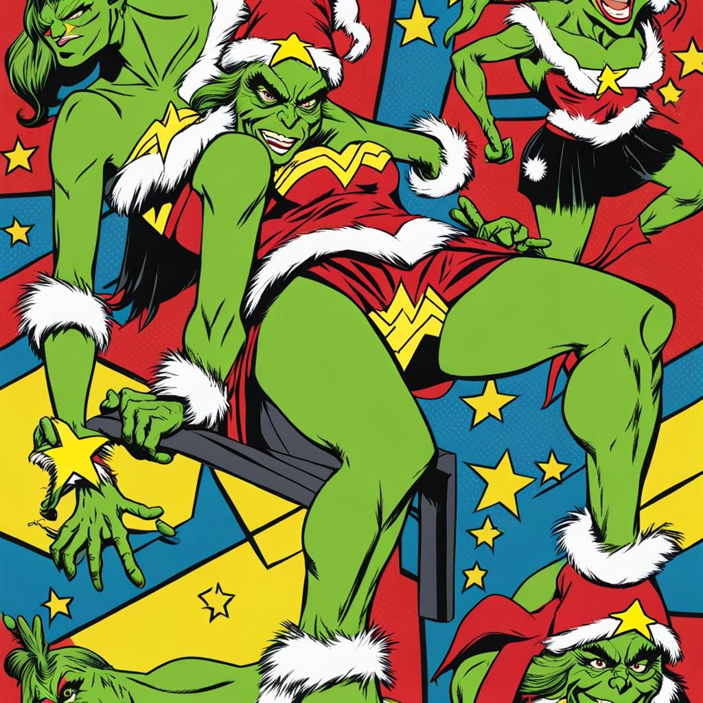 Female Grinch as Wonder Woman