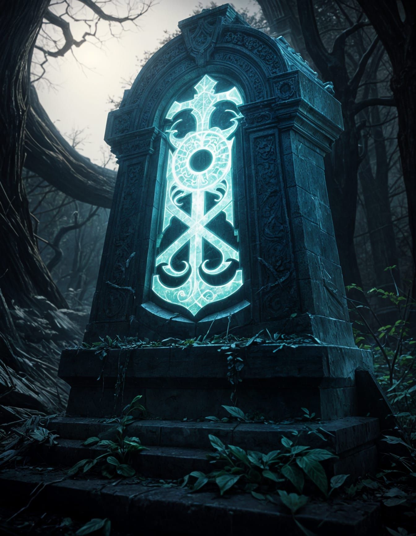 Glowing Tombstone Dark Fantasy Concept Art