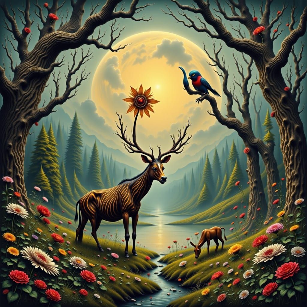 Surreal Zoo Animals in Abstract Art Style