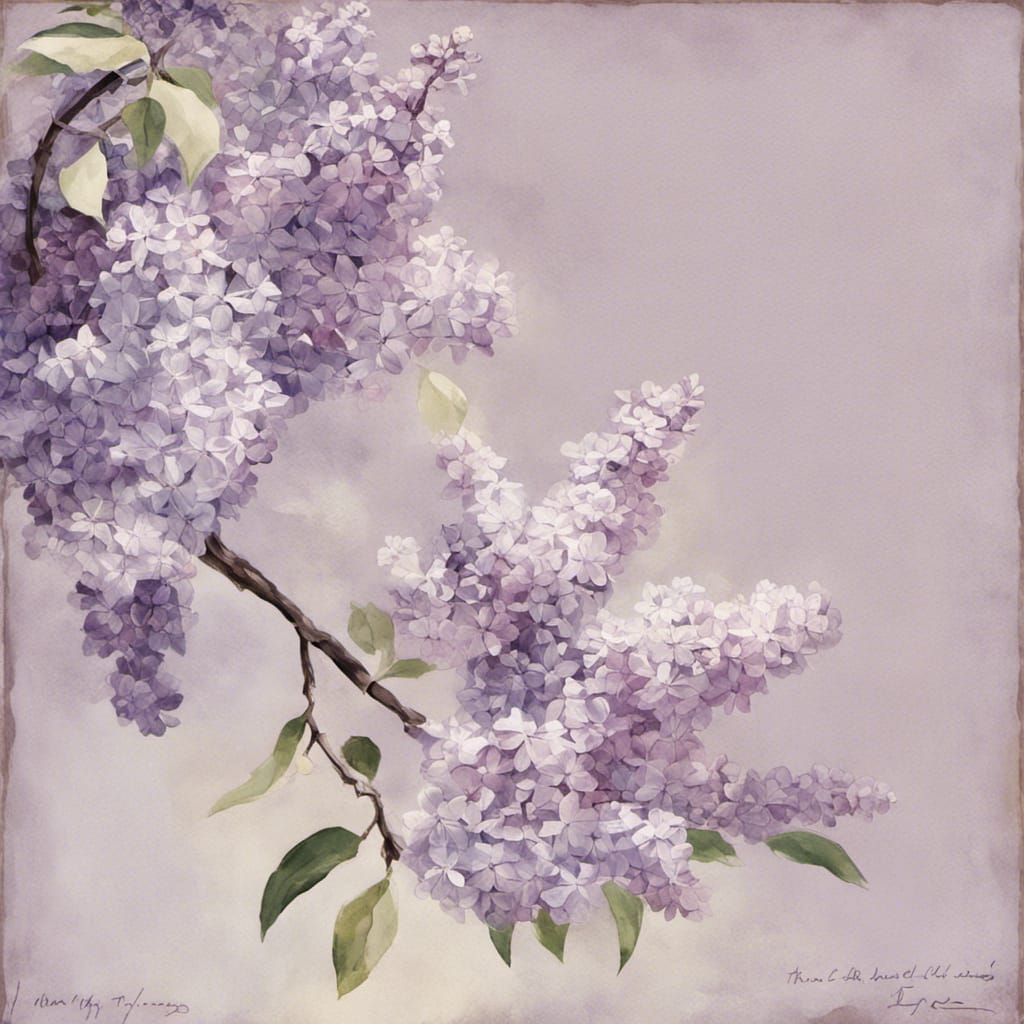 Woman with Lilacs Digital Illustration