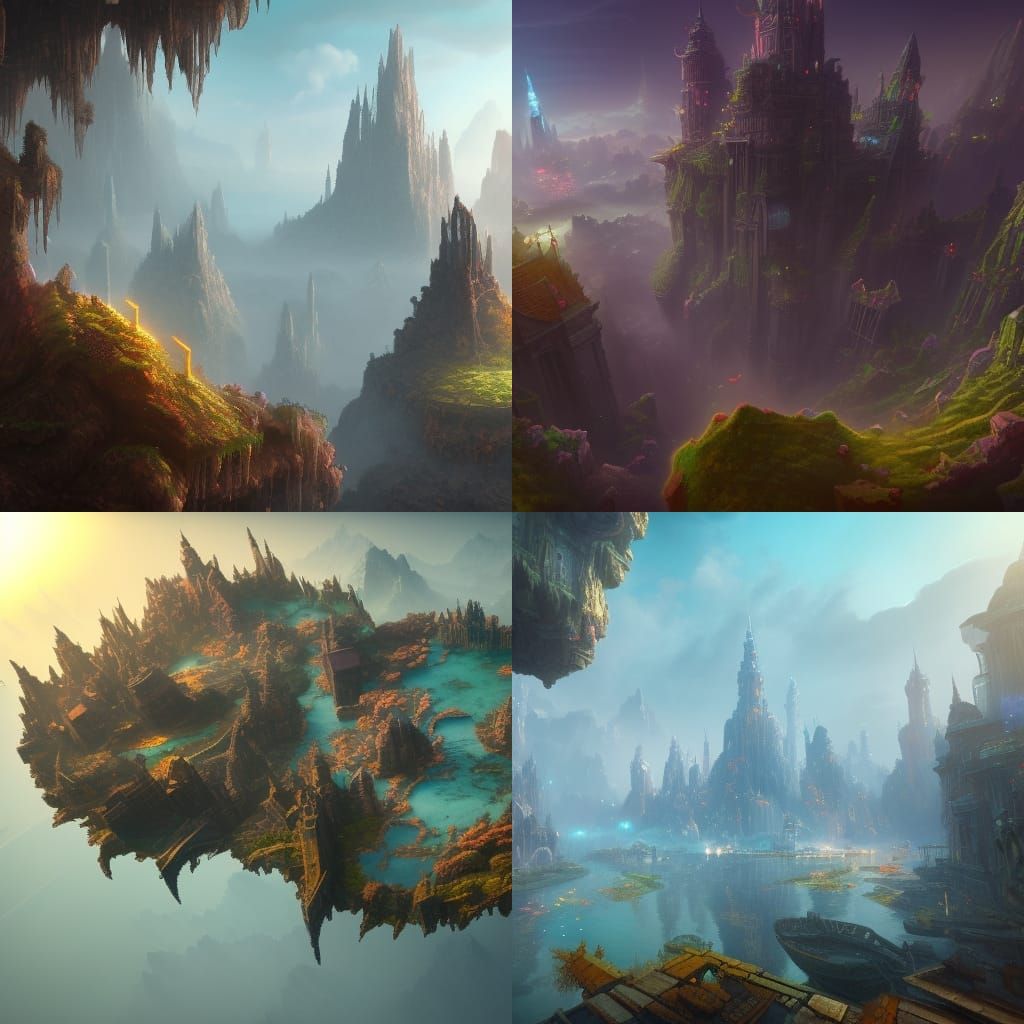 Fantastical Floating Island City Concept Art