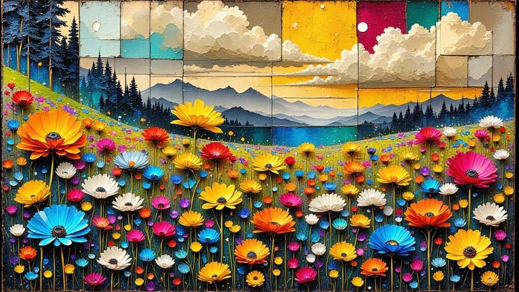 Whimsical Floral Abstraction in Vibrant Colors