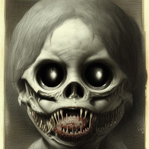 Terrifying Face with Teeth-Filled Eyesockets